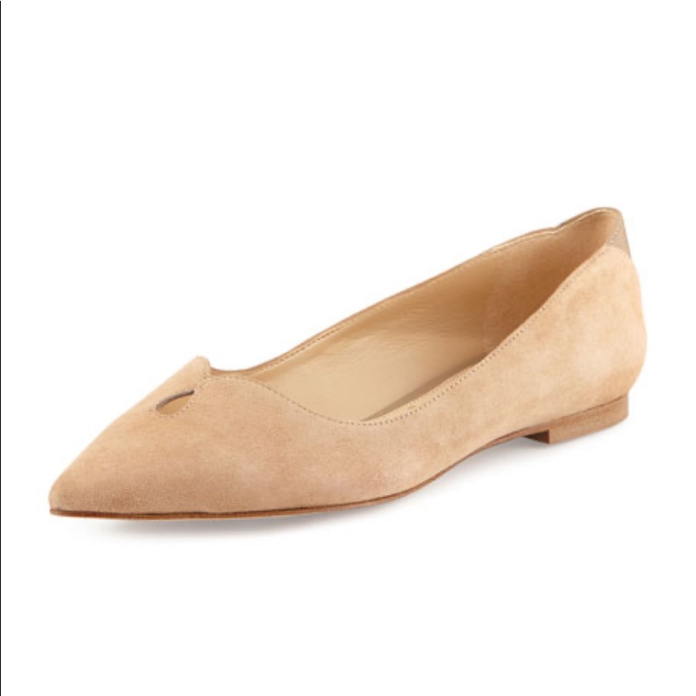 Sam Edelman Ruby Suede Pointed Toe Flat Oatmeal